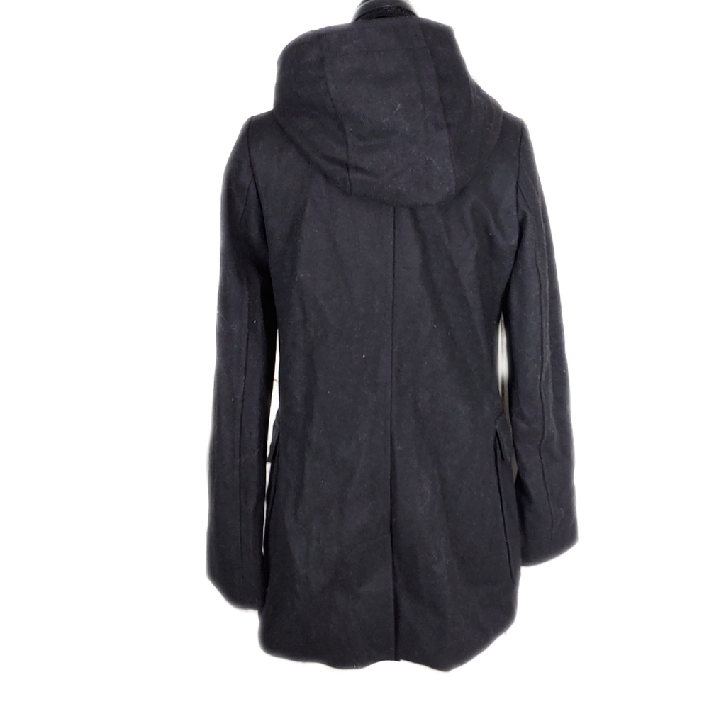 NEW Merona Womens Black Wool HOODED Full Zip Multi Pocket Cozy Jacket - Picture 9 of 10
